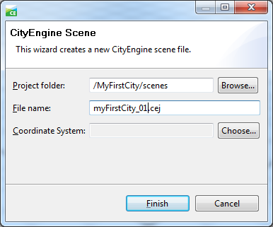 CityEngine Scene dialog box