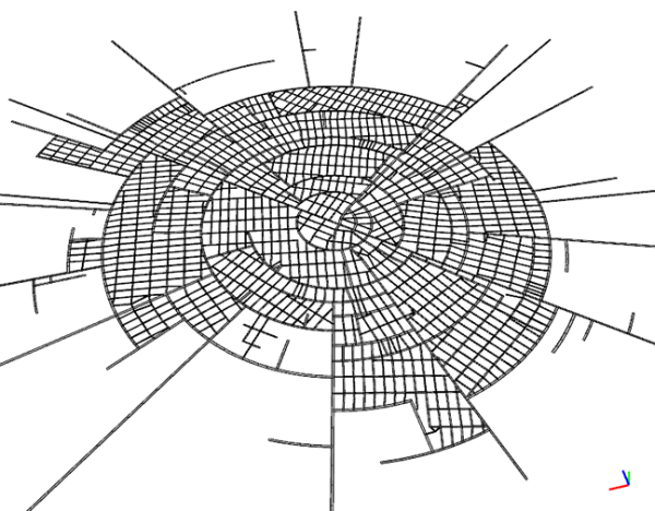 Radial major streets with raster pattern on minors image