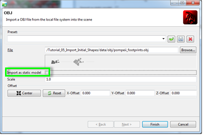 OBJ import dialog box