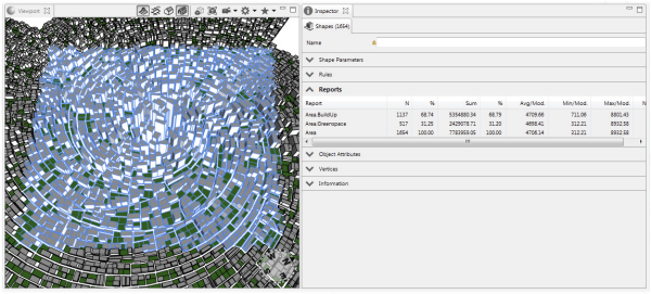 Reports on a larger area, with greenspacePercentage set to 30