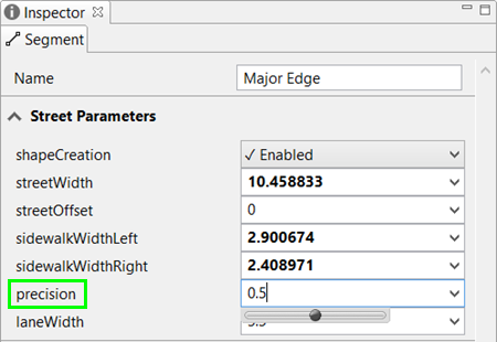 Street Parameters dialog box