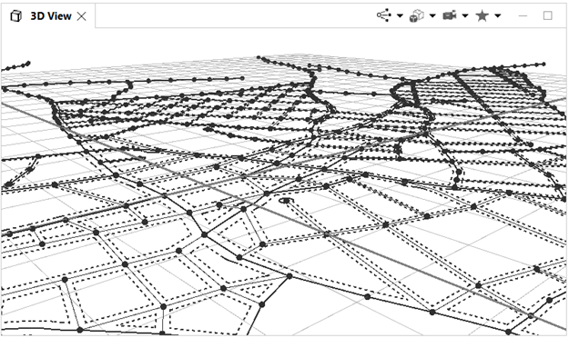 Viewport shows street network and blocks