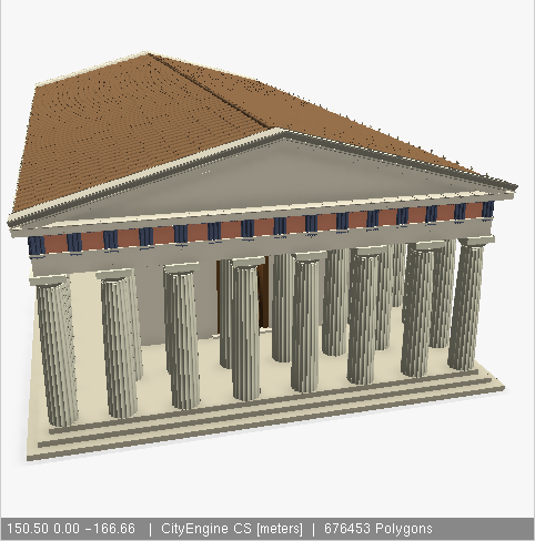 The temple with LOD = High, ~675k polygons