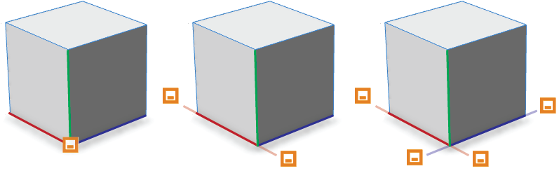 Reference positions for handle to move along axis