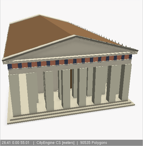 The temple with LOD = Low, ~90k polygons