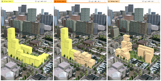 3D Viewports side-by-side with different scenarios