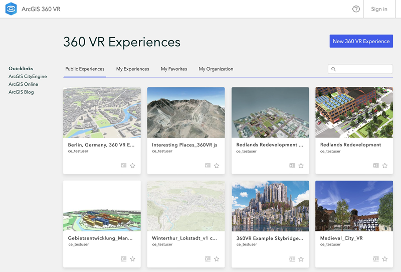 ArcGIS 360 VR gallery