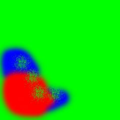 Landuse map in red, blue and green