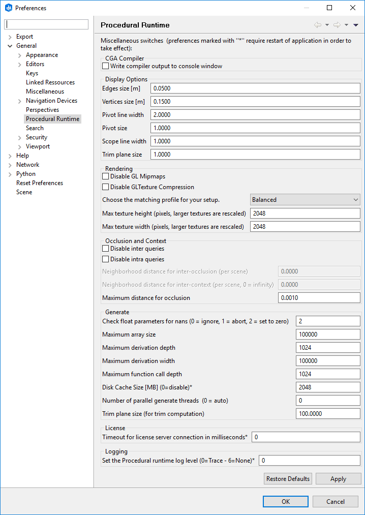 Procedural runtime preferences