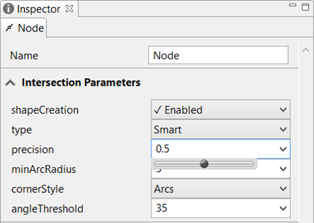 Inspector Node dialog box with parameters