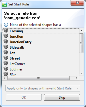 Set Start Rule dialog box