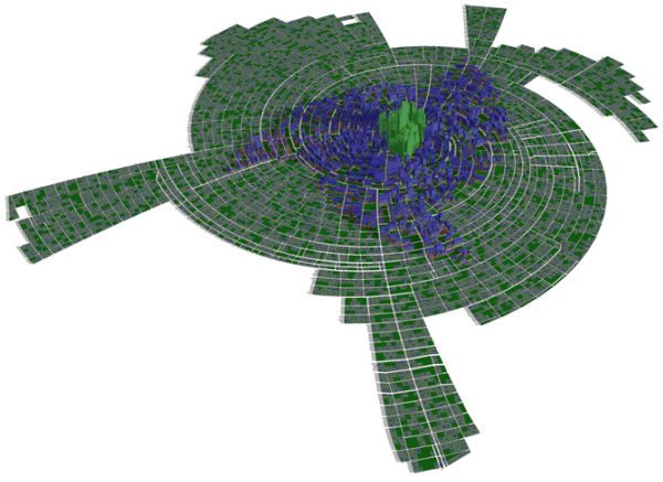 Entire city generated with colored floors visualization