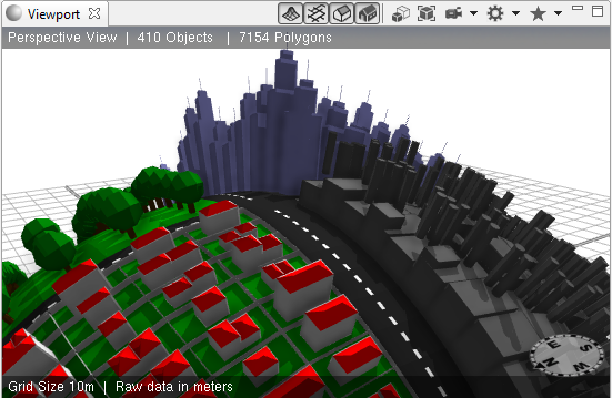 Generated buildings in the 3D viewport