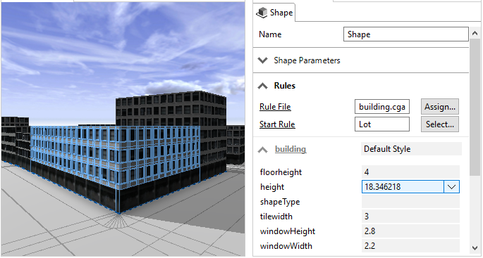 Building with random height value of 18.35