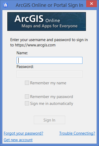 ArcGIS Onlne sign in