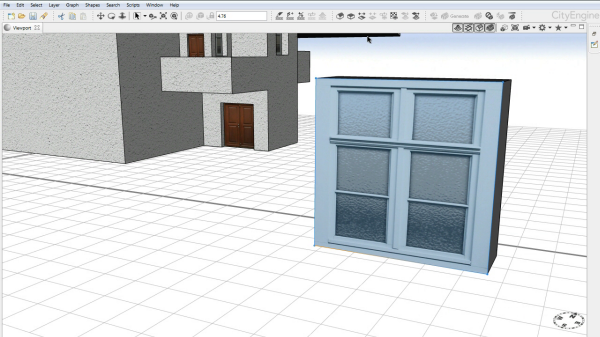 Textured window created with the texturing tool
