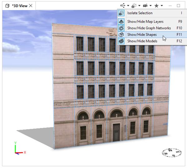 Original mass model face with the final facade rule