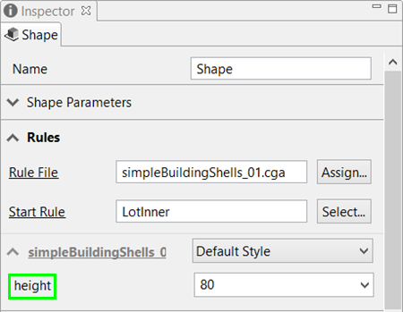 Inspector window showing attributes