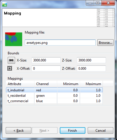 Mapping dialog box