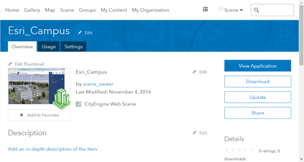 ArcGIS Online Item Description page