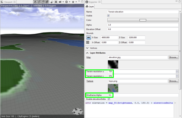 Viewport of terrain attributes