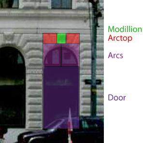 Facade showing door tiles