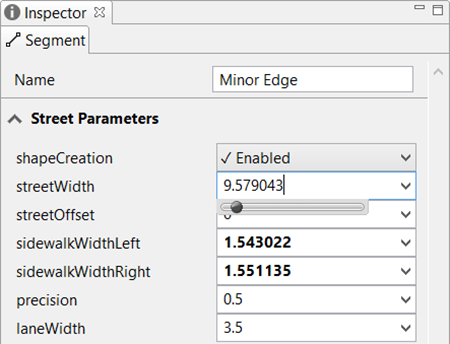 Inspector Segment dialog box with parameters
