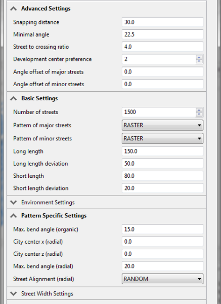 Raster pattern settings