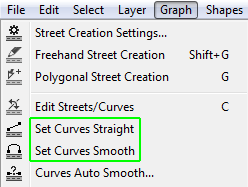 Graph menu for Set Curves Straight and Set Curves Smooth commands