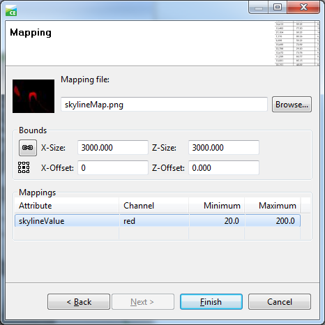 Mapping dialog box