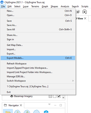 Export models menu