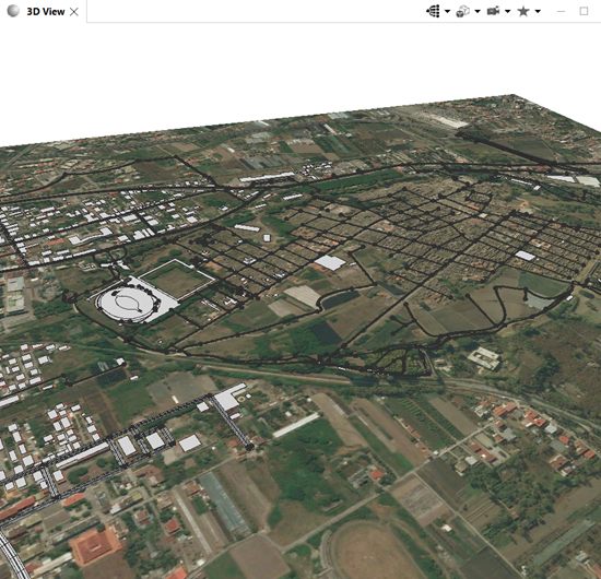 Satellite image added to map with OSM street data added to scene