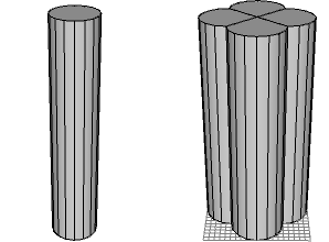 Cylinder model inserted into cube