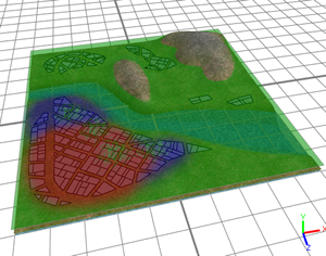 Land-use map placed in the scene.