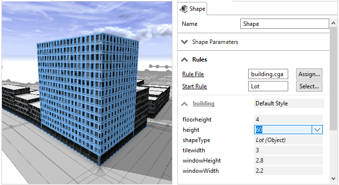 Inspector rules height parameter set to 60