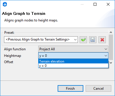 Align Graph to Terrain dialog