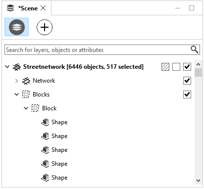 Scene Editor with the Streetnetwork layer expanded