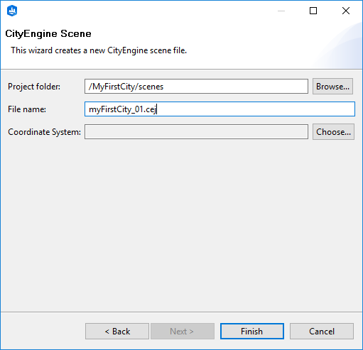 Scene name MyFirstCity_01.cej