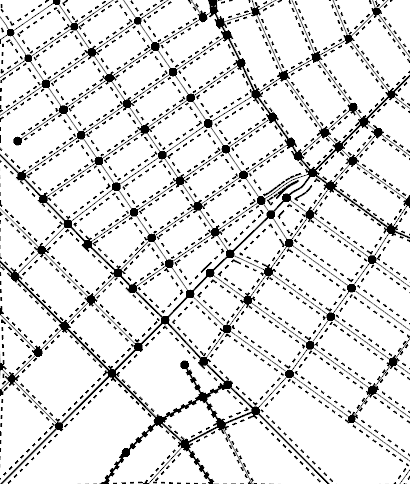 Streets grown with minor streets in a raster pattern