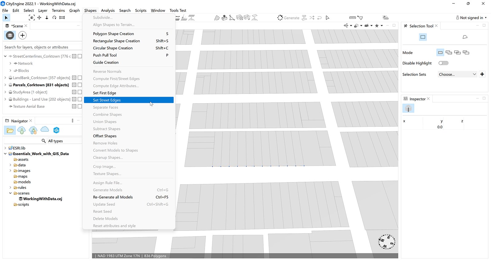 Set Street Edges menu