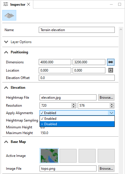 Elevation in Inspector