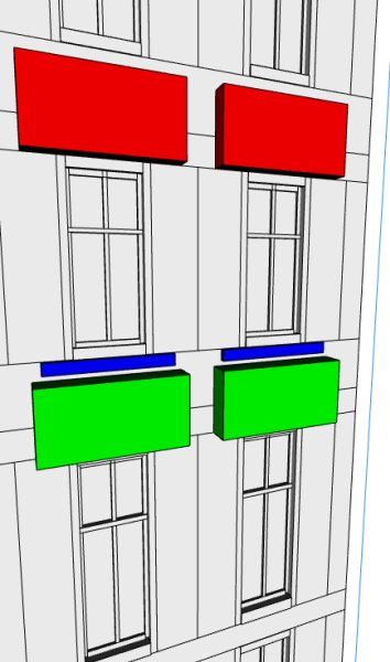 Close-up view of generated window ornaments