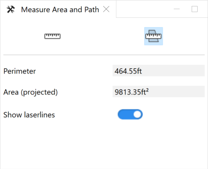 Measure area tool options