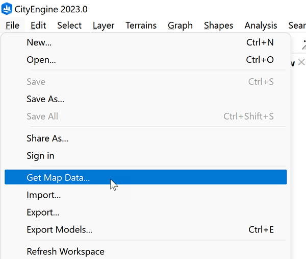 Get Map Data in File menu