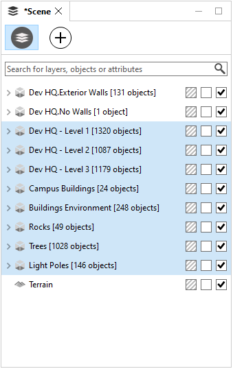 Selected layers for interior objects