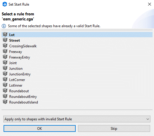 Set Start Rule dialog box