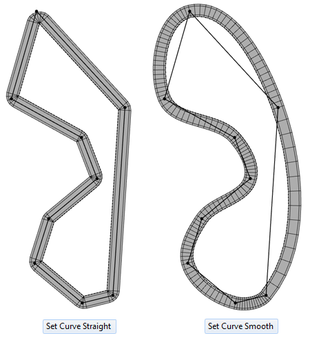 Set Curve Straight and Set Curve Smooth tools