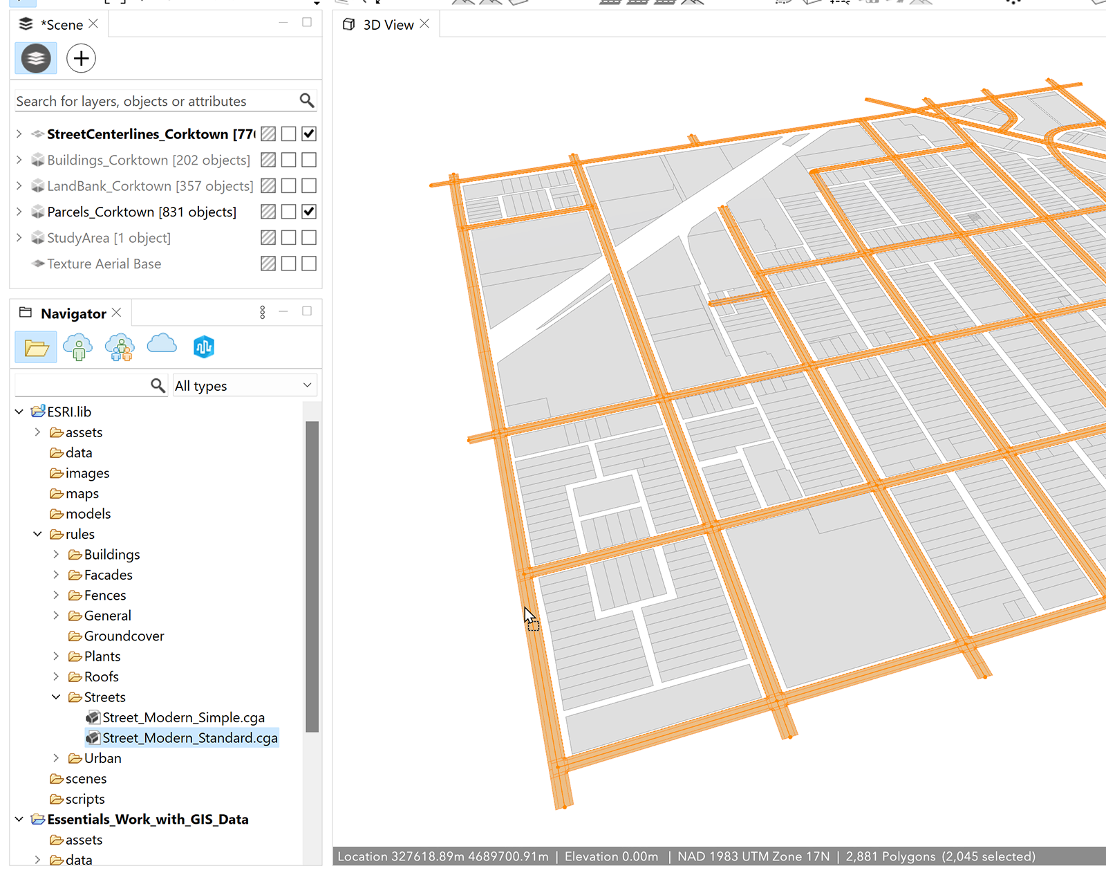 Highlighted streets to apply rule