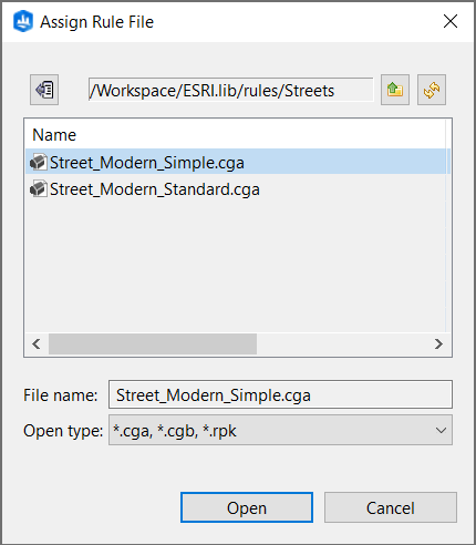 Select Street_Modern_Simple.cga rule file