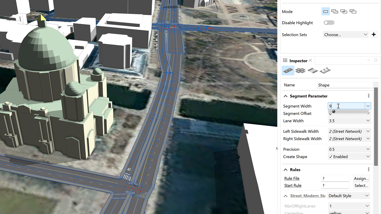 Adjusting street width